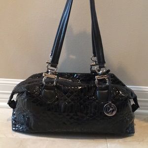 Donald J. Pliner Black Patent Leather Shoulder Bag